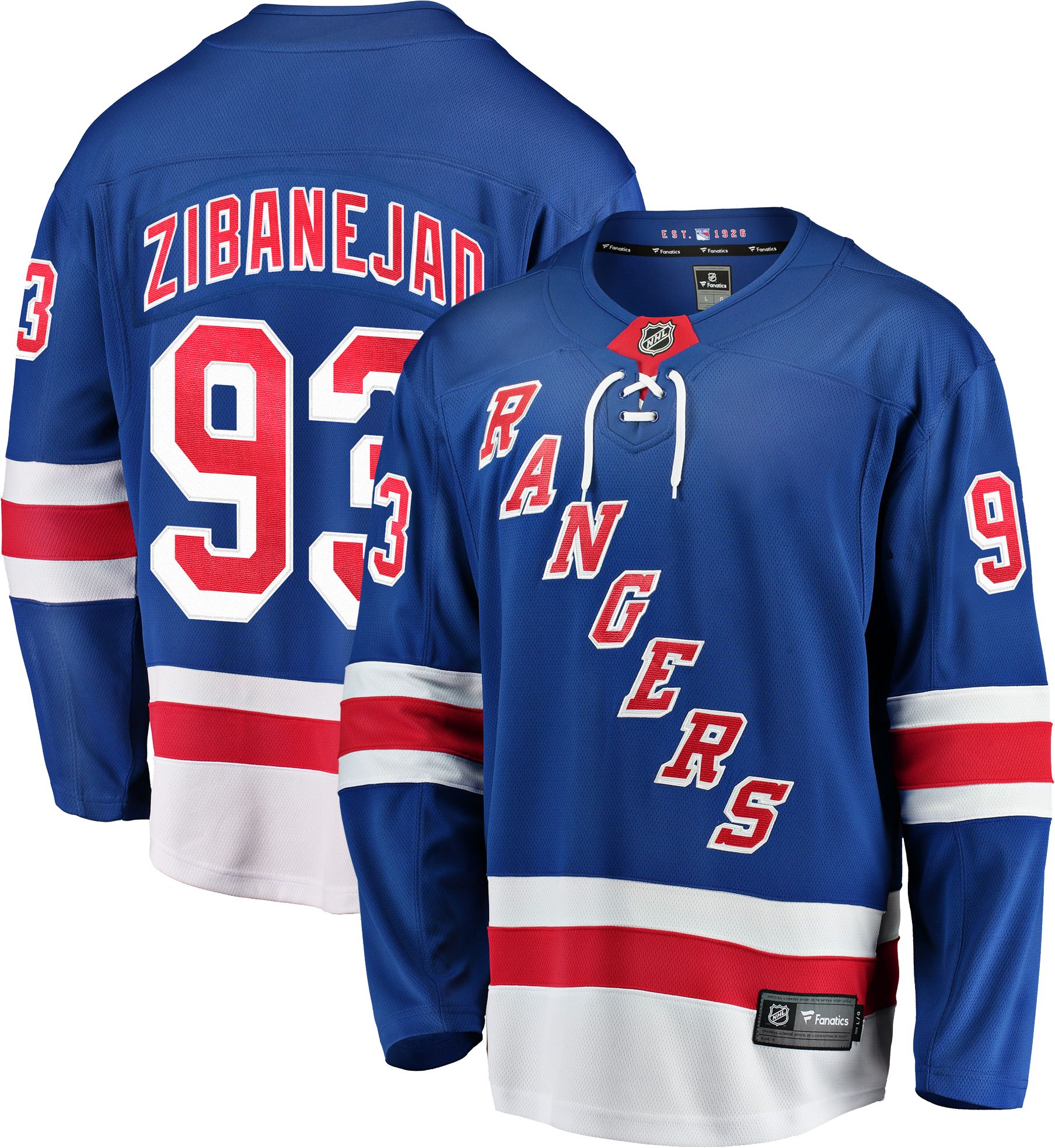 NHL Men's New York Rangers Nika Zibanejad #93 Breakaway Home Replica Jersey