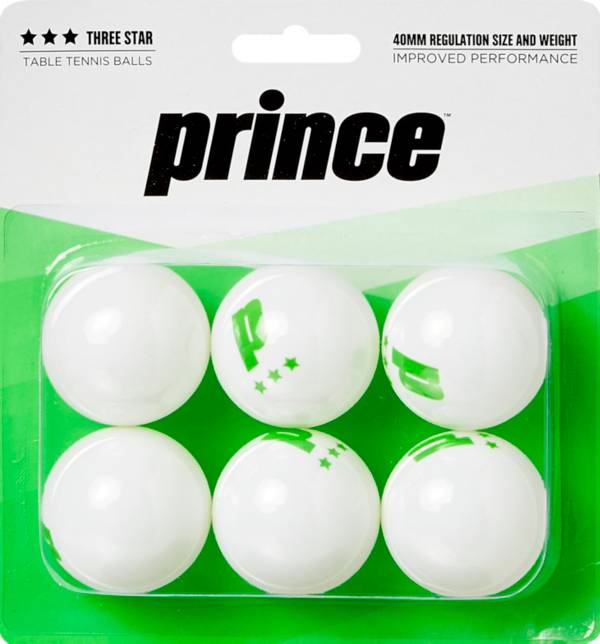 Prince Three-Star White Table Tennis Balls 6 Pack product image