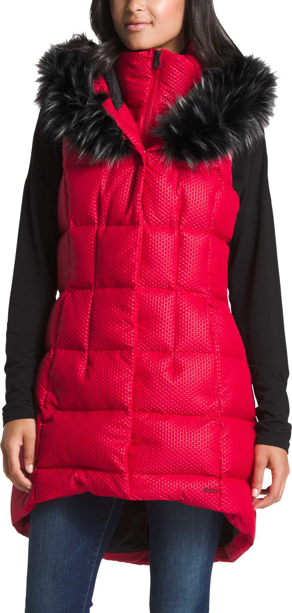 north face red vest womens