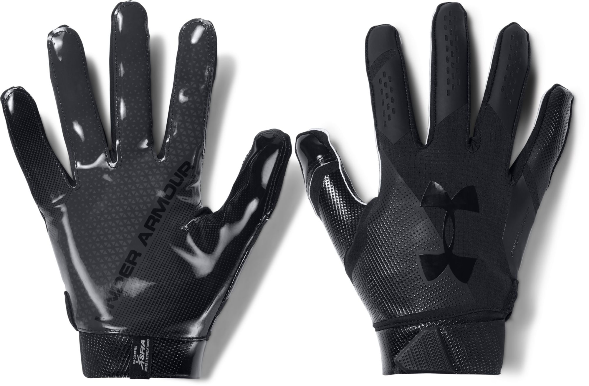 under armour black and white football gloves