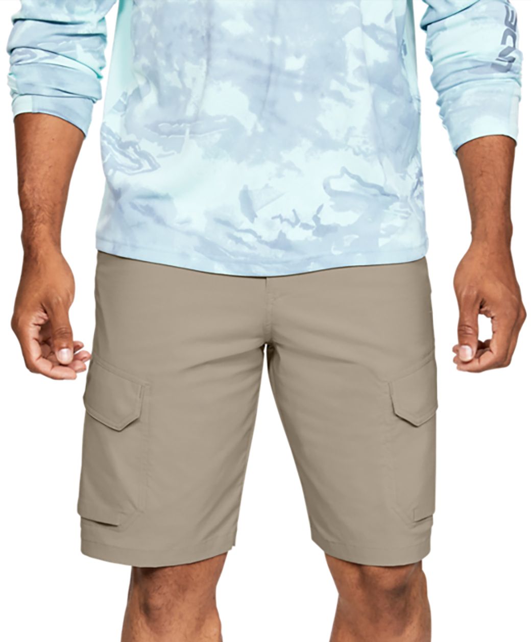 Under Armour Storm Fish Hunter Mens Cargo Shorts in City Khaki-Summit White