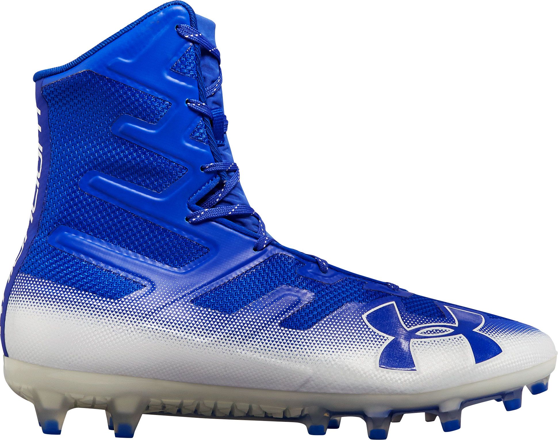 blue and white under armour football cleats