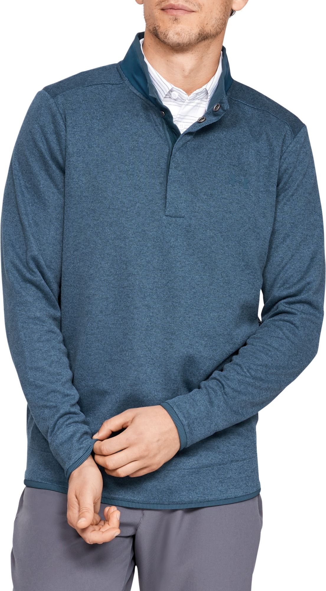 under armour men's sweaterfleece snap mock golf pullover