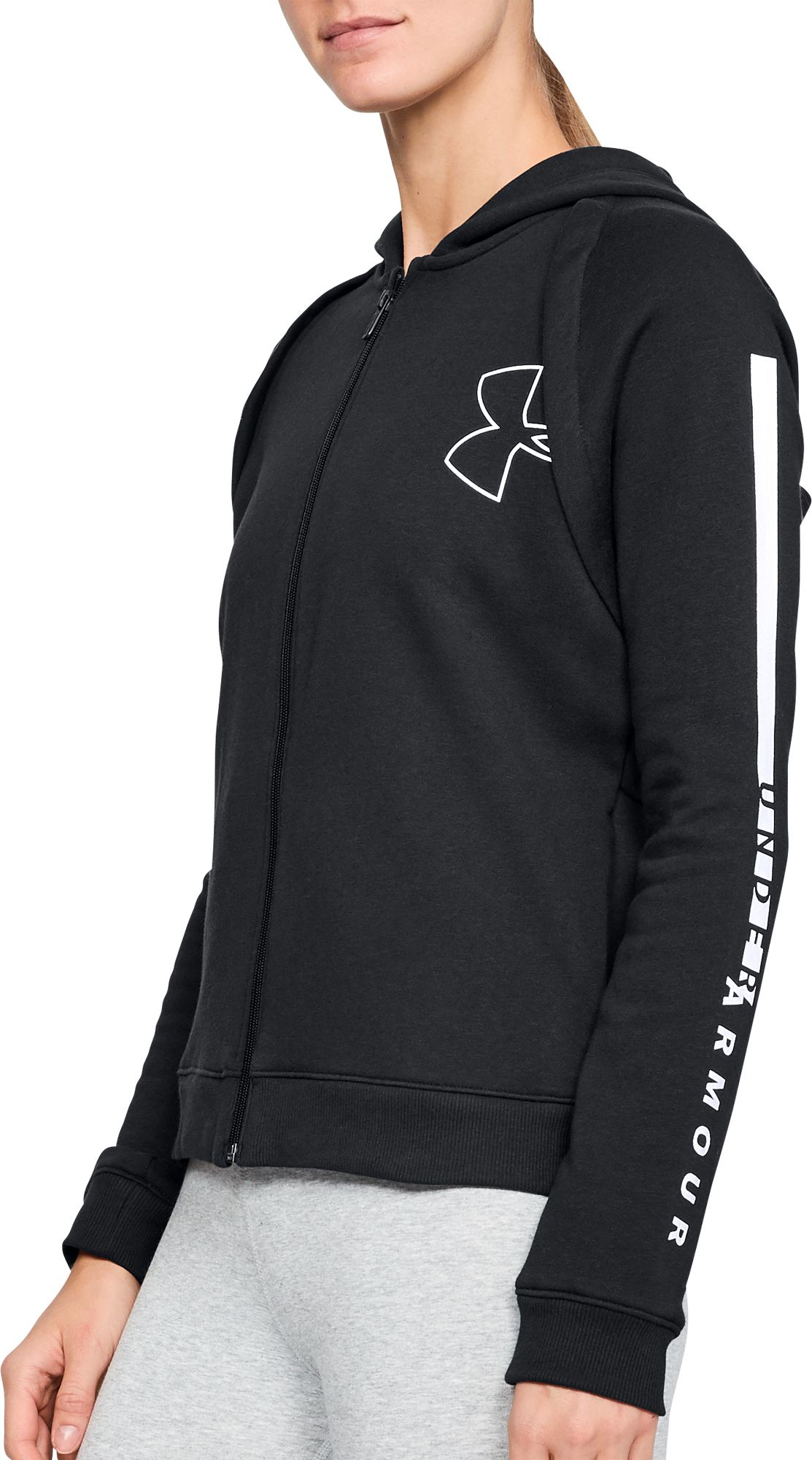 women's black under armour zip up hoodie