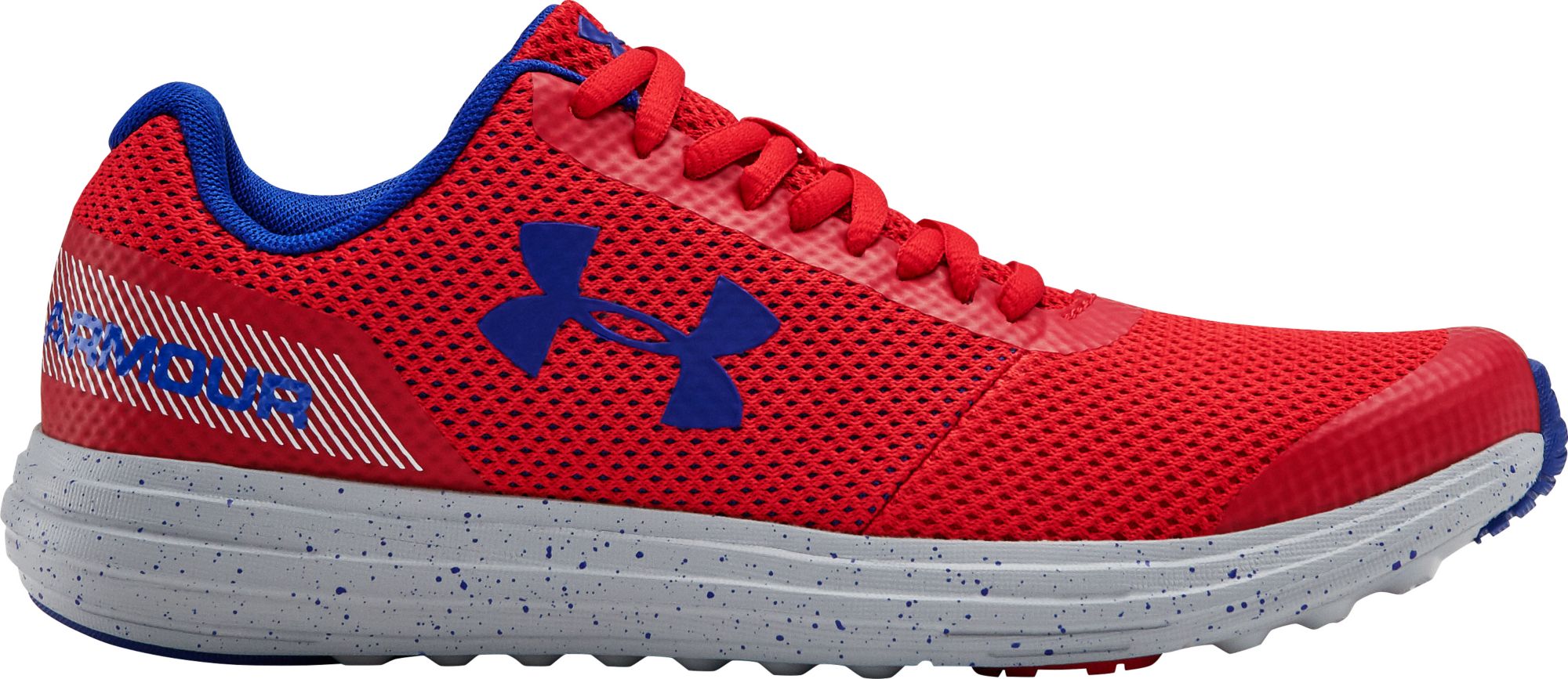 red and blue under armour shoes