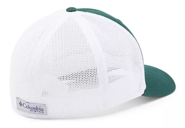 Columbia Men's Michigan State Spartans Green PFG Fish Flag Mesh Fitted Hat