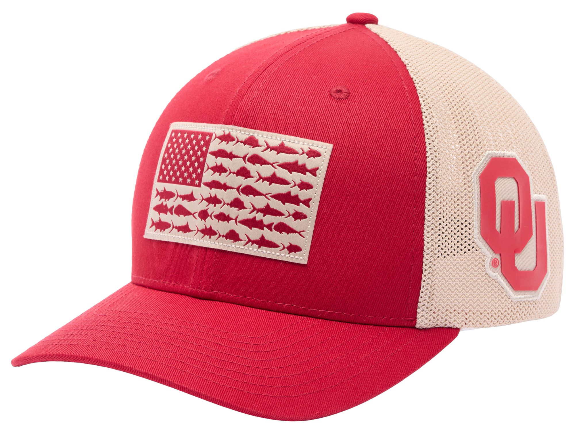 Columbia Adult Oklahoma Sooners Red Mesh Fish Flag Flex Fit Hat product image