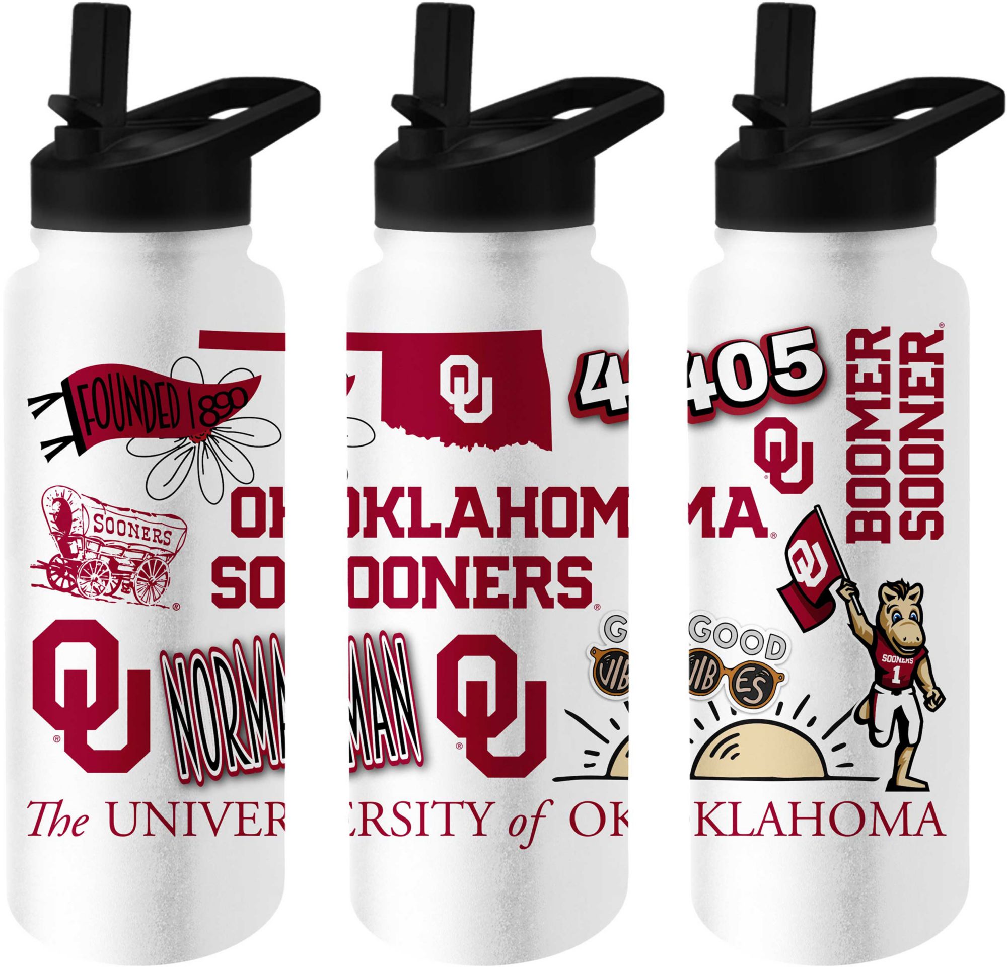 Logo Brands Oklahoma Sooners 34 oz. Stainless Steel Native Quencher Water Bottle product image
