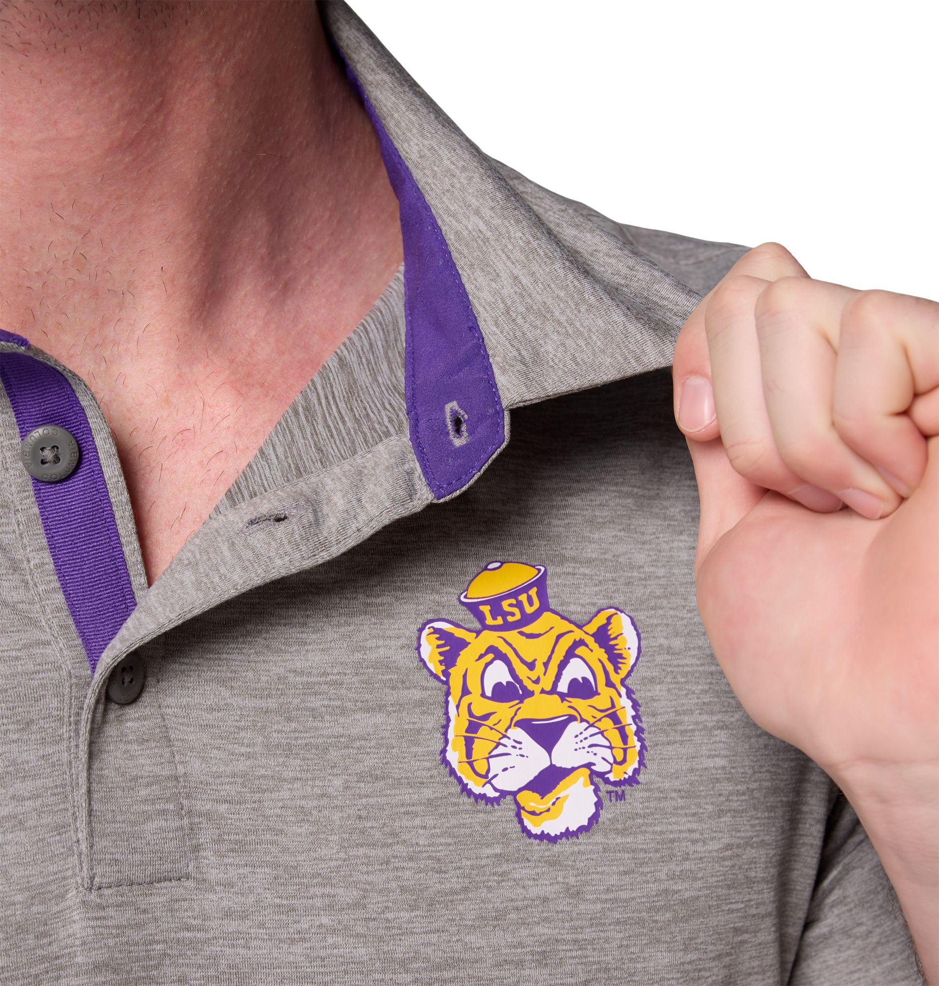 Columbia Men's LSU Tigers Grey Tech Trail Polo product image