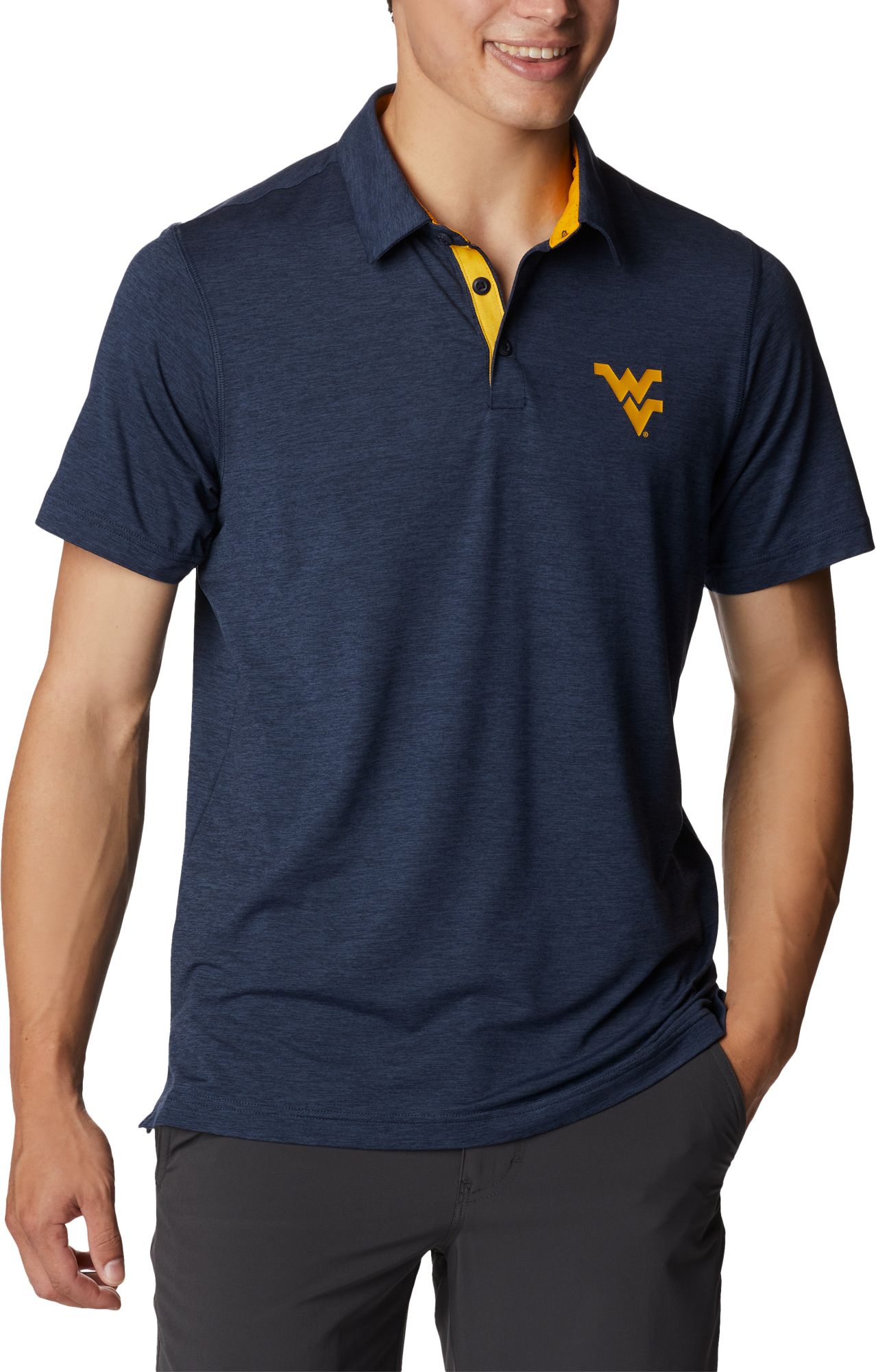 Columbia Men's West Virginia Mountaineers Blue Tech Trail Polo