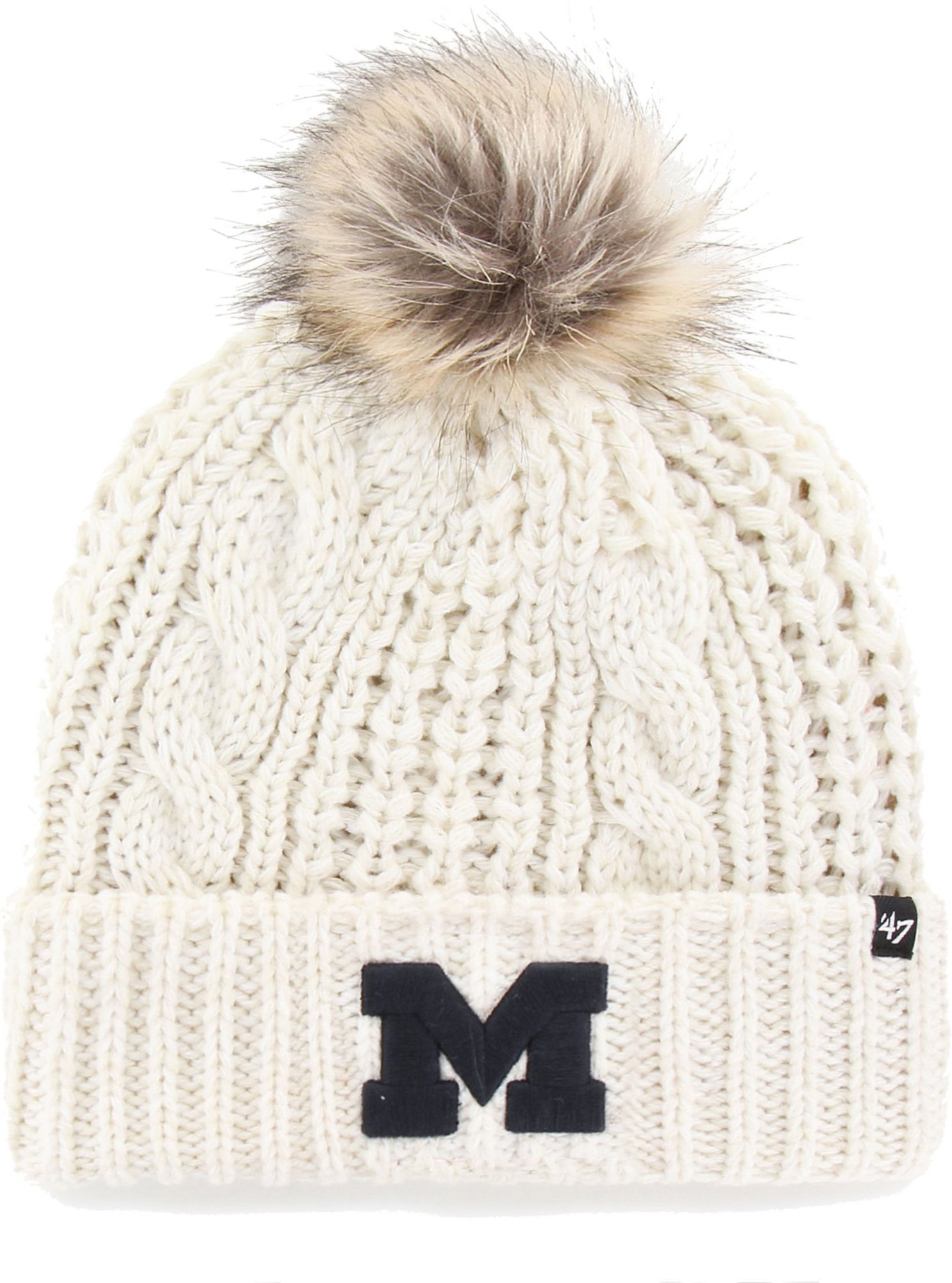 '47 Women's Michigan Wolverines Meeko Cuffed Knit White Hat product image