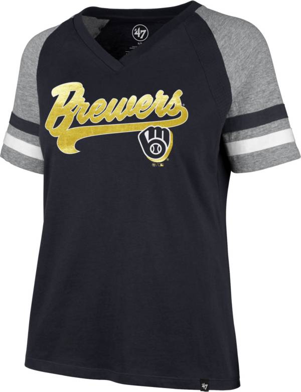 ‘47 Women's Milwaukee Brewers Navy Pavilion V-Neck T-Shirt