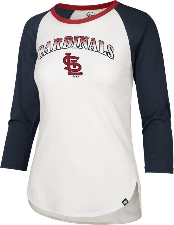 ‘47 Women's St. Louis Cardinals Red Splitter Raglan Three-Quarter Sleeve T-Shirt