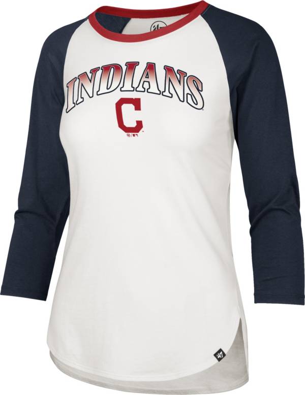 ‘47 Women's Cleveland Indians Red Splitter Raglan Three-Quarter Sleeve T-Shirt