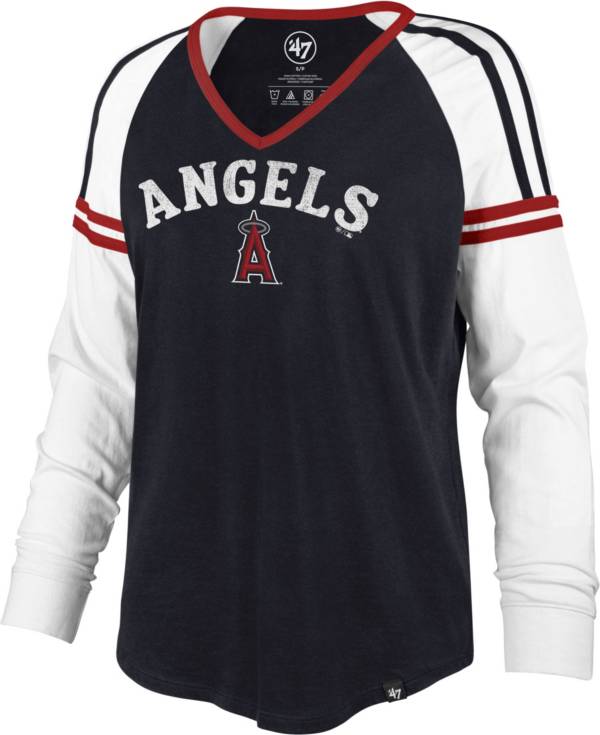 ‘47 Women's Los Angeles Angels Navy Prime Long Sleeve V-Neck T-Shirt