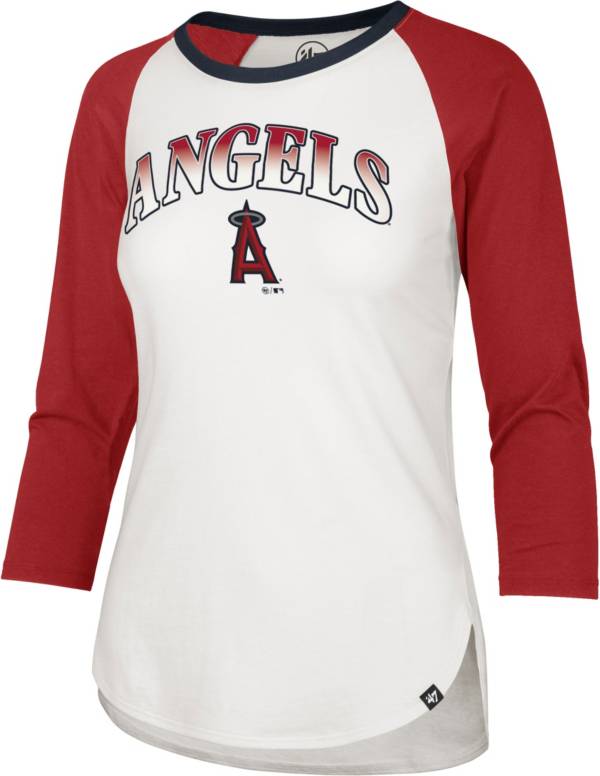 ‘47 Women's Los Angeles Angels Red Splitter Raglan Three-Quarter Sleeve T-Shirt