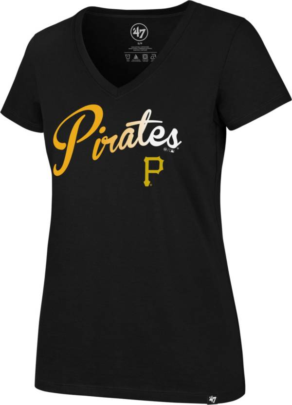 ‘47 Women's Pittsburgh Pirates Black Ultra Rival V-Neck T-Shirt