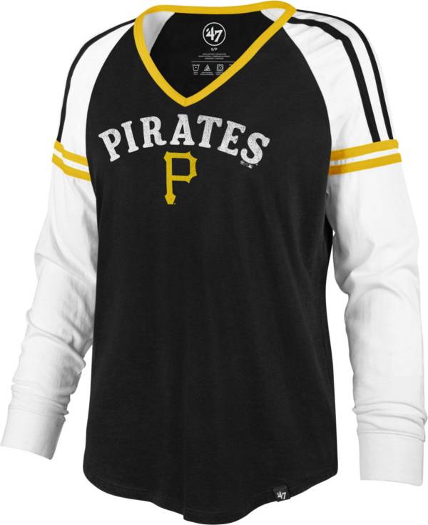 ‘47 Women's Pittsburgh Pirates Black Prime Long Sleeve V-Neck T-Shirt