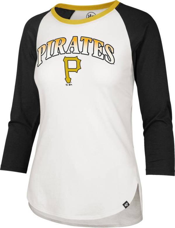 ‘47 Women's Pittsburgh Pirates Black Splitter Raglan Three-Quarter Sleeve T-Shirt