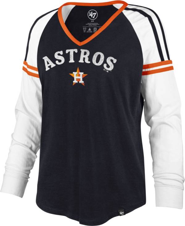 ‘47 Women's Houston Astros Navy Prime Long Sleeve V-Neck T-Shirt