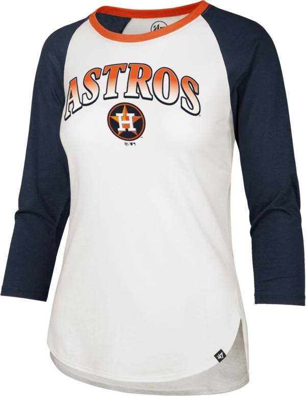 ‘47 Women's Houston Astros Navy Splitter Raglan Three-Quarter Sleeve T-Shirt