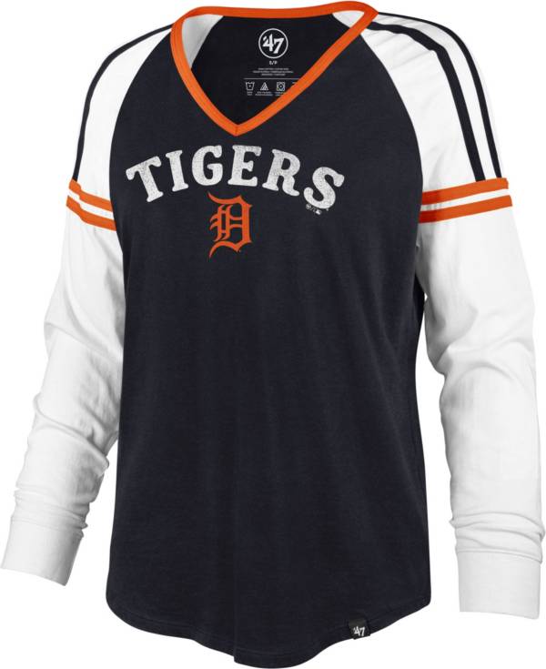 ‘47 Women's Detroit Tigers Navy Prime Long Sleeve V-Neck T-Shirt