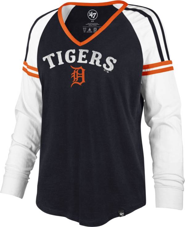 ‘47 Women's Detroit Tigers Navy Prime Long Sleeve V-Neck T-Shirt product image