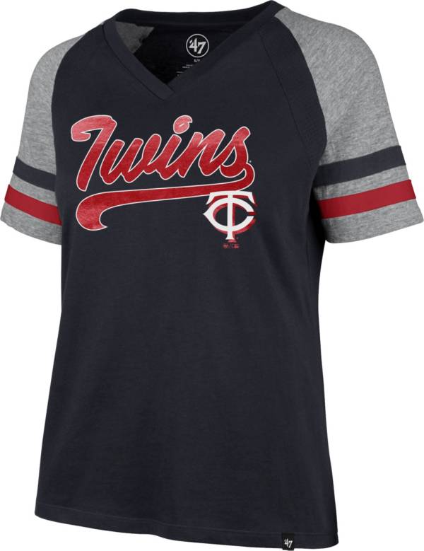 ‘47 Women's Minnesota Twins Navy Pavilion V-Neck T-Shirt