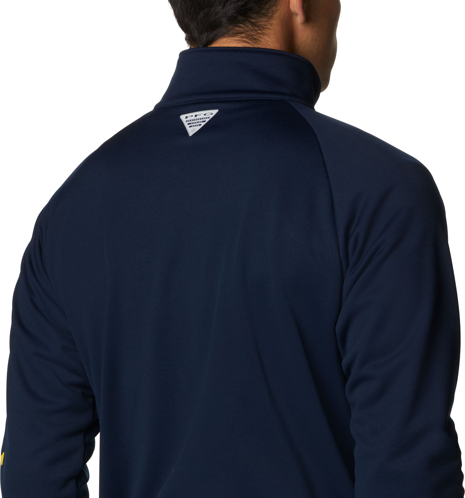 Columbia Men's Michigan Wolverines Blue PFG Terminal Tackle Quarter-Zip Pullover Shirt product image