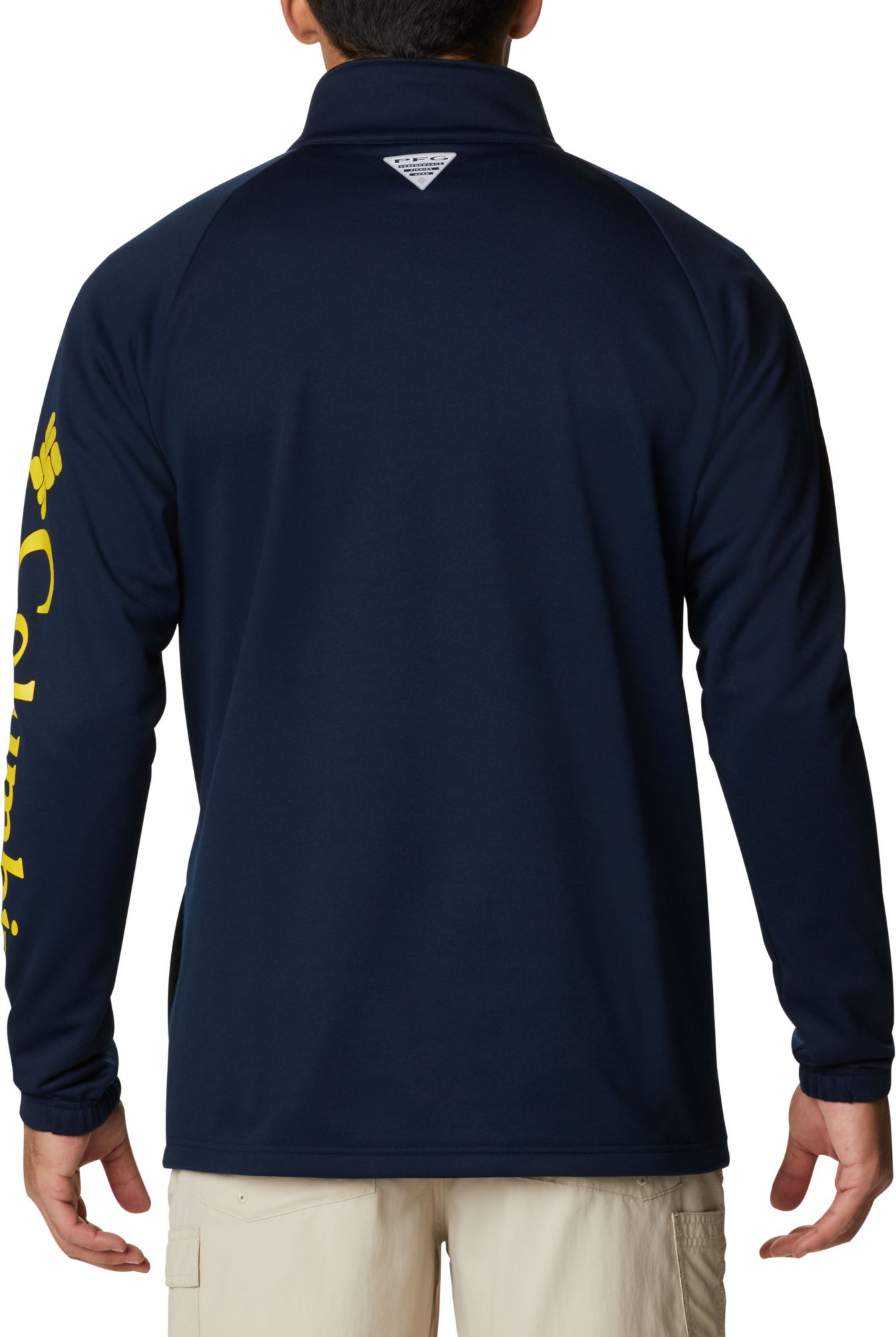 Columbia Men's Michigan Wolverines Blue PFG Terminal Tackle Quarter-Zip Pullover Shirt product image