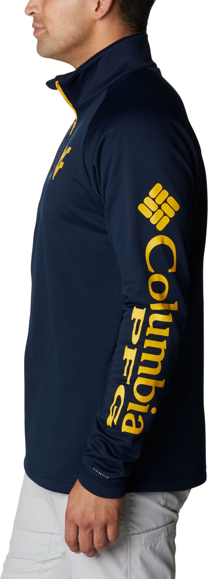 Columbia Men's West Virginia Mountaineers Blue PFG Terminal Tackle Quarter-Zip Pullover Shirt product image