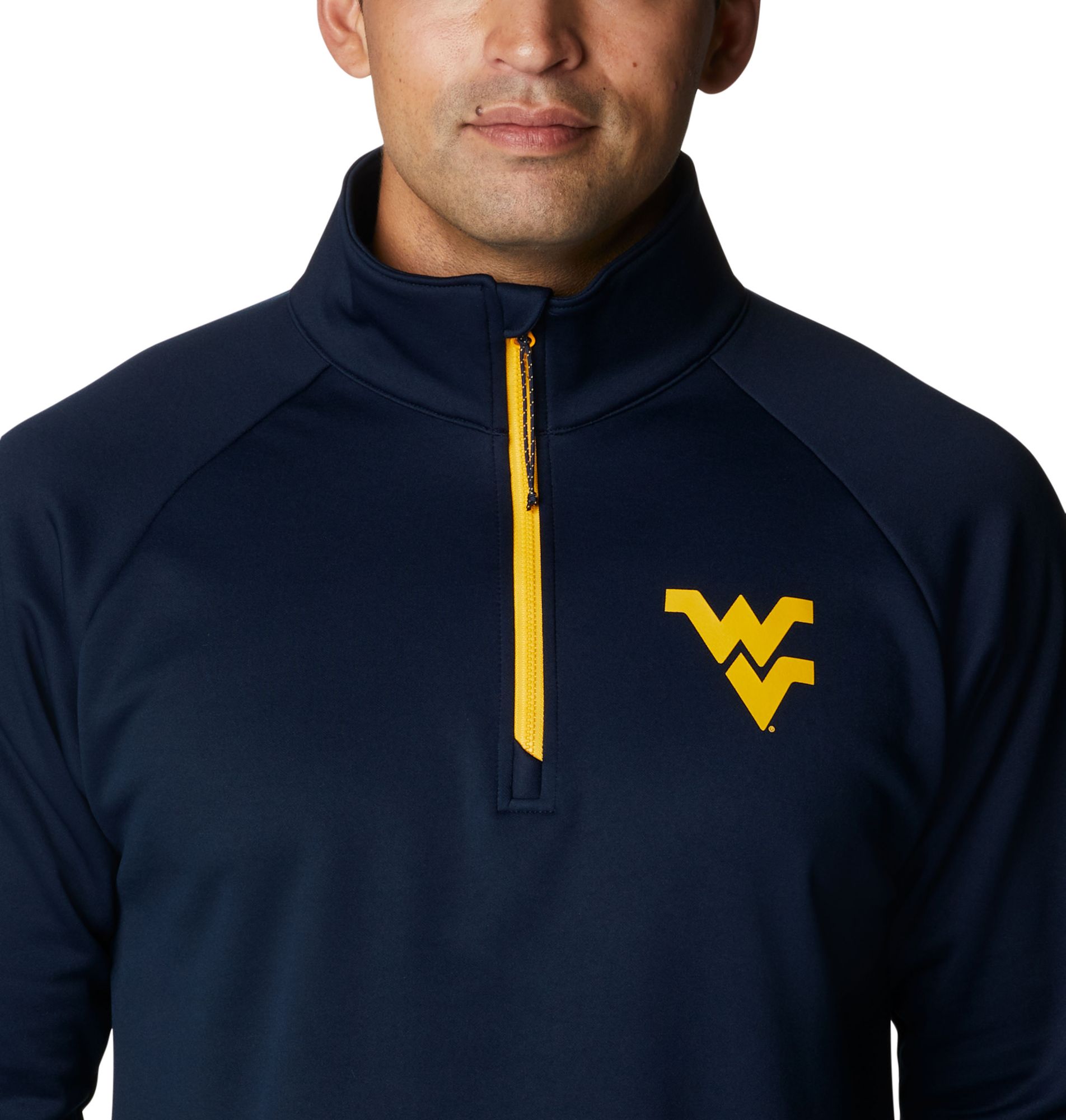 Columbia Men's West Virginia Mountaineers Blue PFG Terminal Tackle Quarter-Zip Pullover Shirt product image