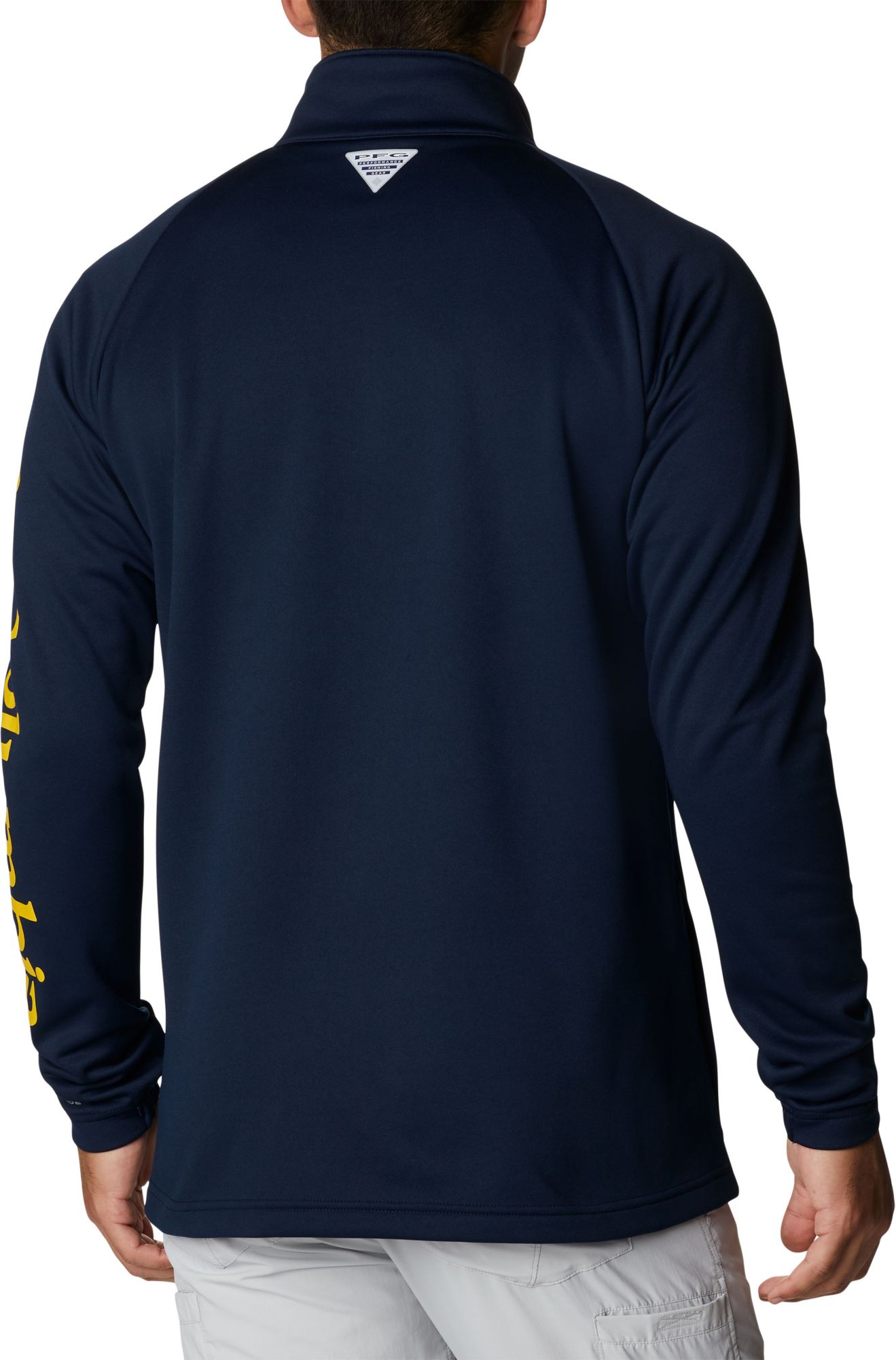 Columbia Men's West Virginia Mountaineers Blue PFG Terminal Tackle Quarter-Zip Pullover Shirt product image
