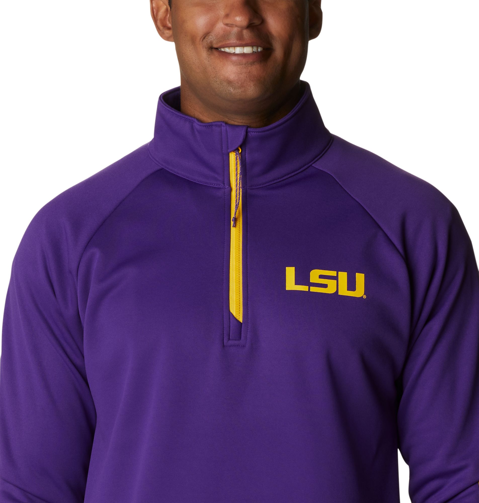 Columbia Men's LSU Tigers Purple PFG Terminal Tackle Quarter-Zip Pullover Shirt