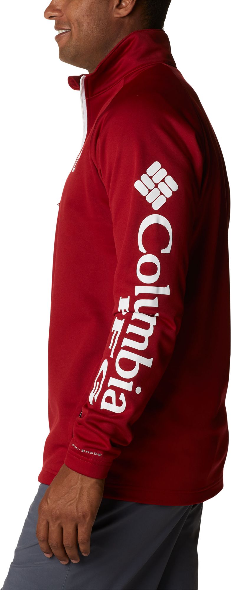 Columbia Men's Alabama Crimson Tide Crimson PFG Terminal Tackle Quarter-Zip Pullover Shirt product image