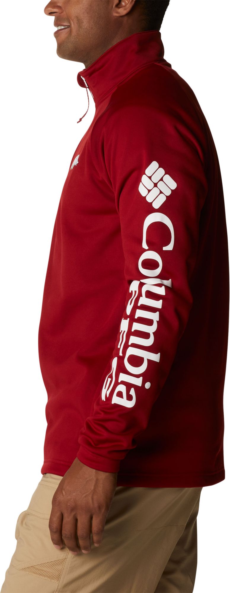 Columbia Men's Arkansas Razorbacks Cardinal PFG Terminal Tackle Quarter-Zip Pullover Shirt product image