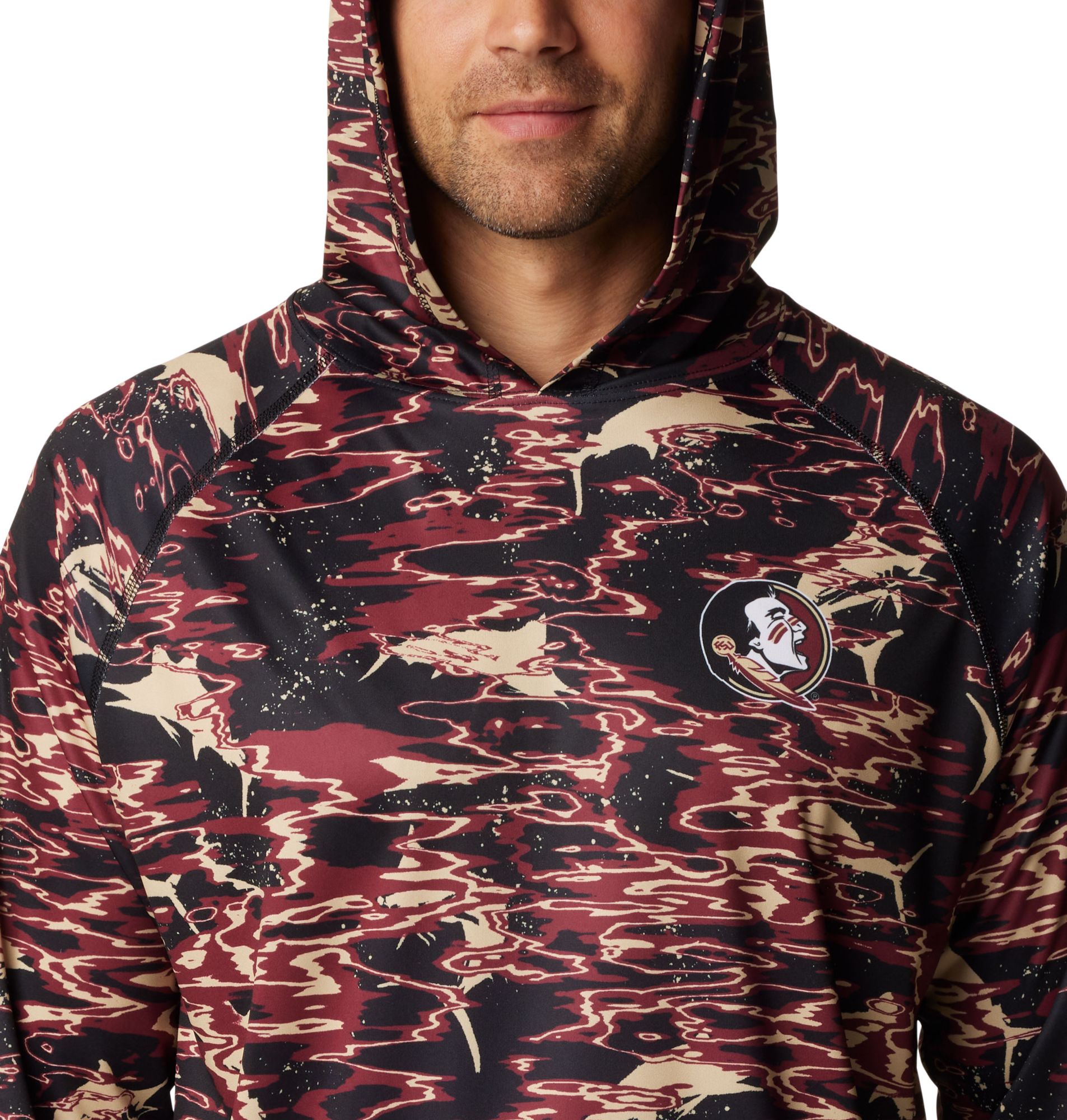 Columbia Men's Florida State Seminoles Black PFG Super Terminal Tackle Long Sleeve Hooded T-Shirt product image