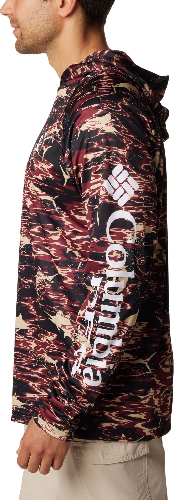 Columbia Men's Florida State Seminoles Black PFG Super Terminal Tackle Long Sleeve Hooded T-Shirt product image