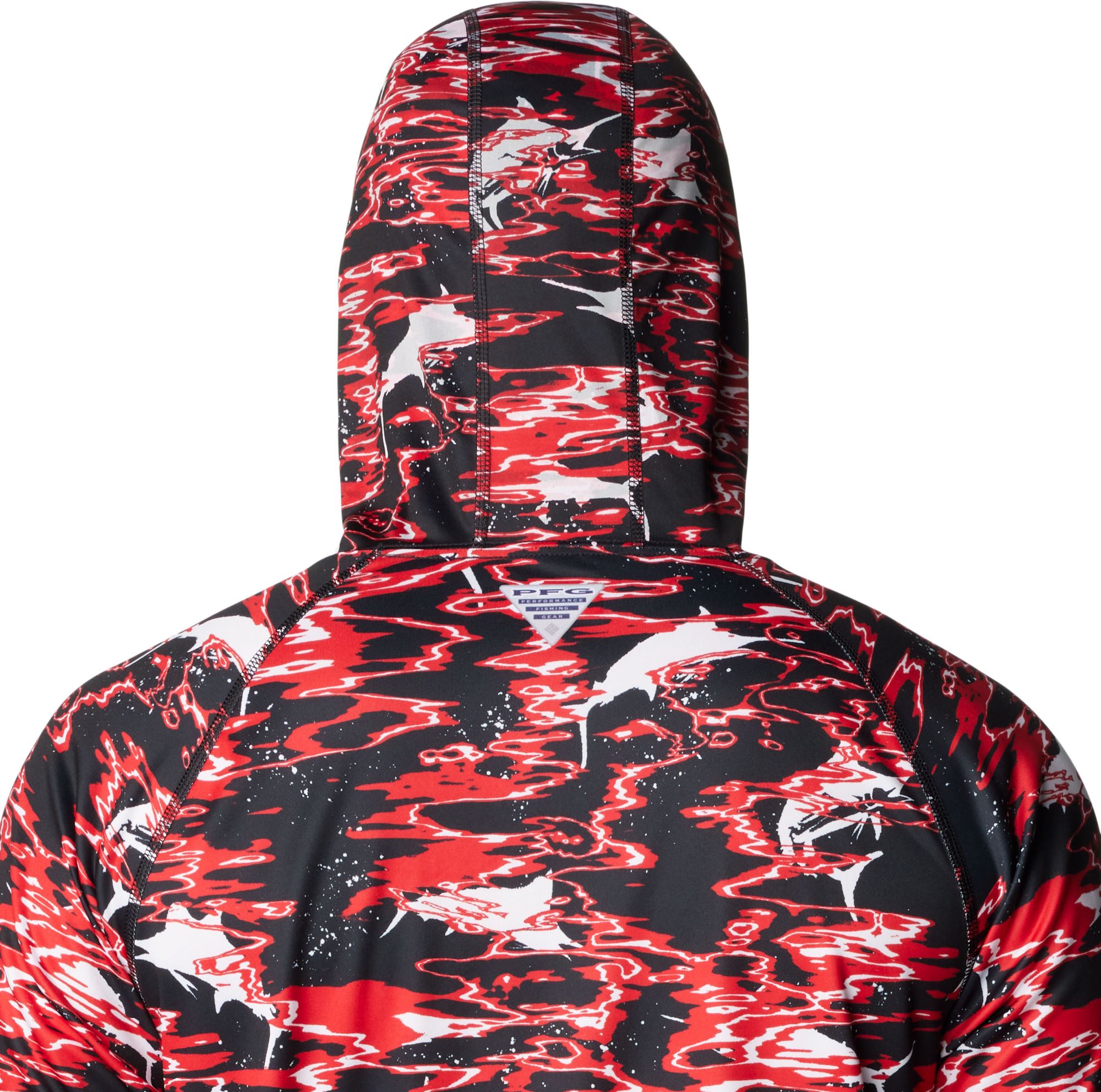 Columbia Men's Georgia Bulldogs Black PFG Super Terminal Tackle Long Sleeve Hooded T-Shirt product image