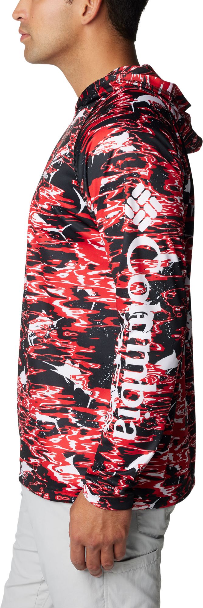 Columbia Men's Georgia Bulldogs Black PFG Super Terminal Tackle Long Sleeve Hooded T-Shirt product image