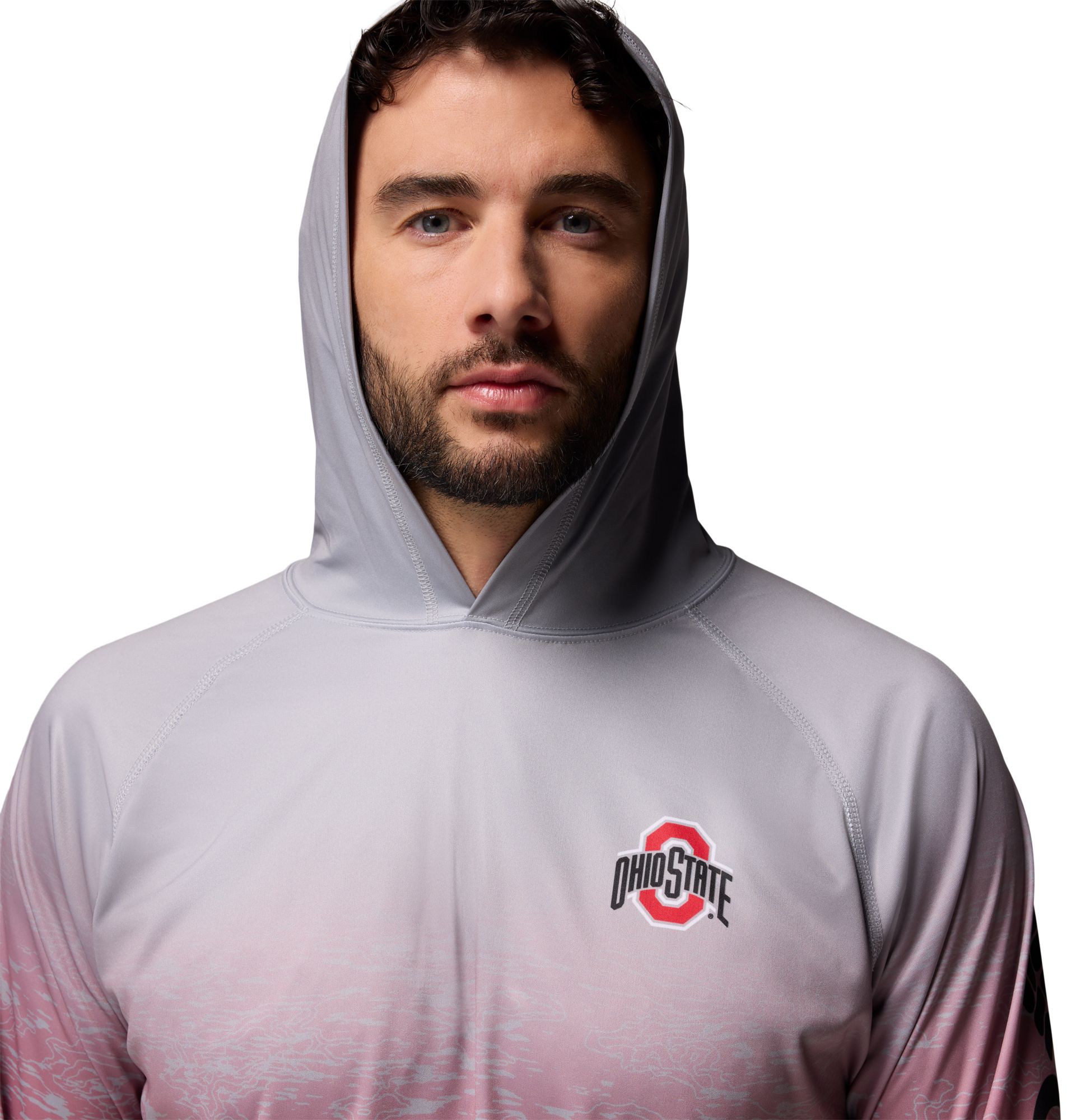 Columbia Men's Ohio State Buckeyes Grey Super Terminal Tackle Ombre Pullover Hoodie product image