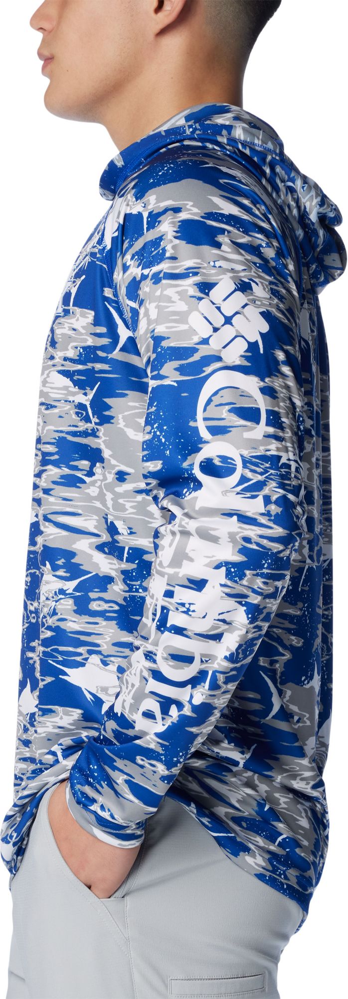 Columbia Men's Kentucky Wildcats Blue PFG Super Terminal Tackle Long Sleeve Hooded T-Shirt product image