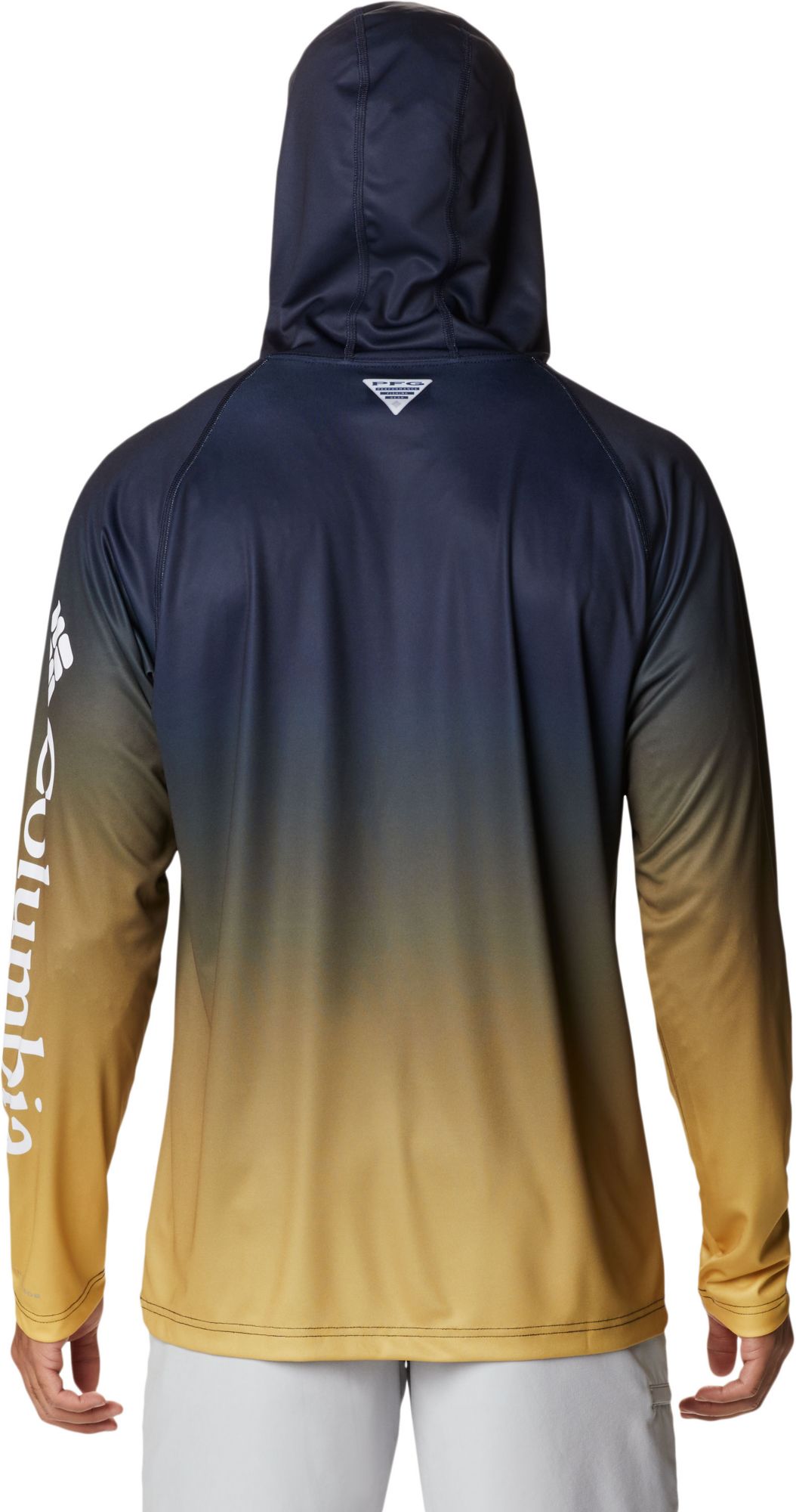 Columbia Men's Michigan Wolverines Blue PFG Super Terminal Tackle Long Sleeve Hooded T-Shirt product image