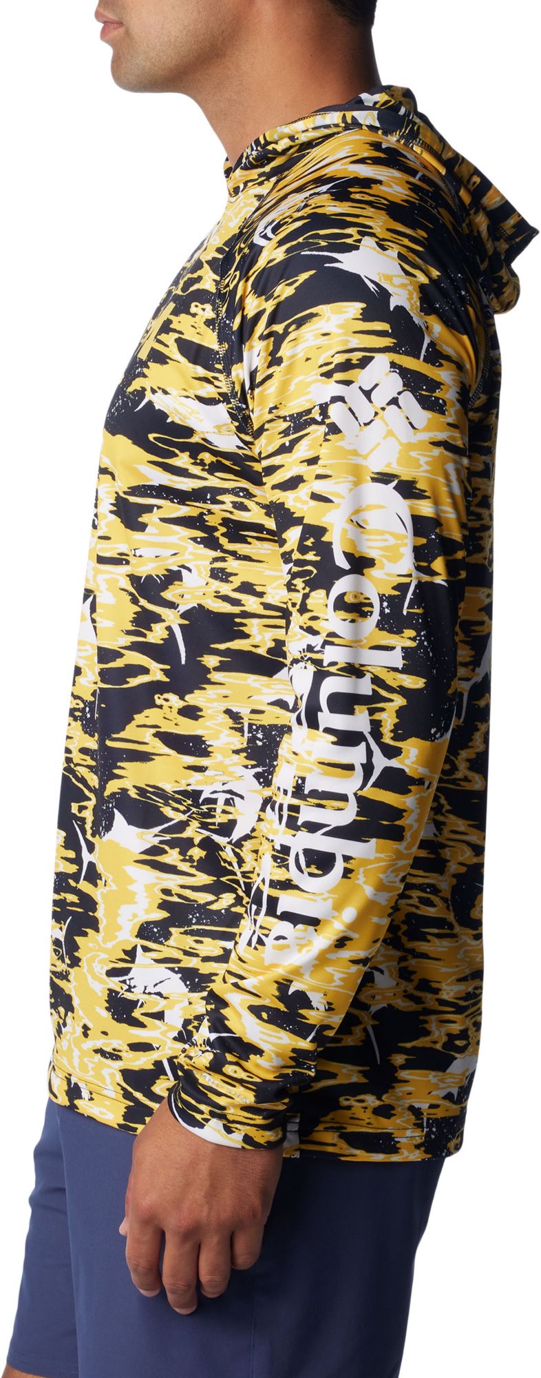 Columbia Men's Michigan Wolverines Blue PFG Super Terminal Tackle Long Sleeve Hooded T-Shirt product image