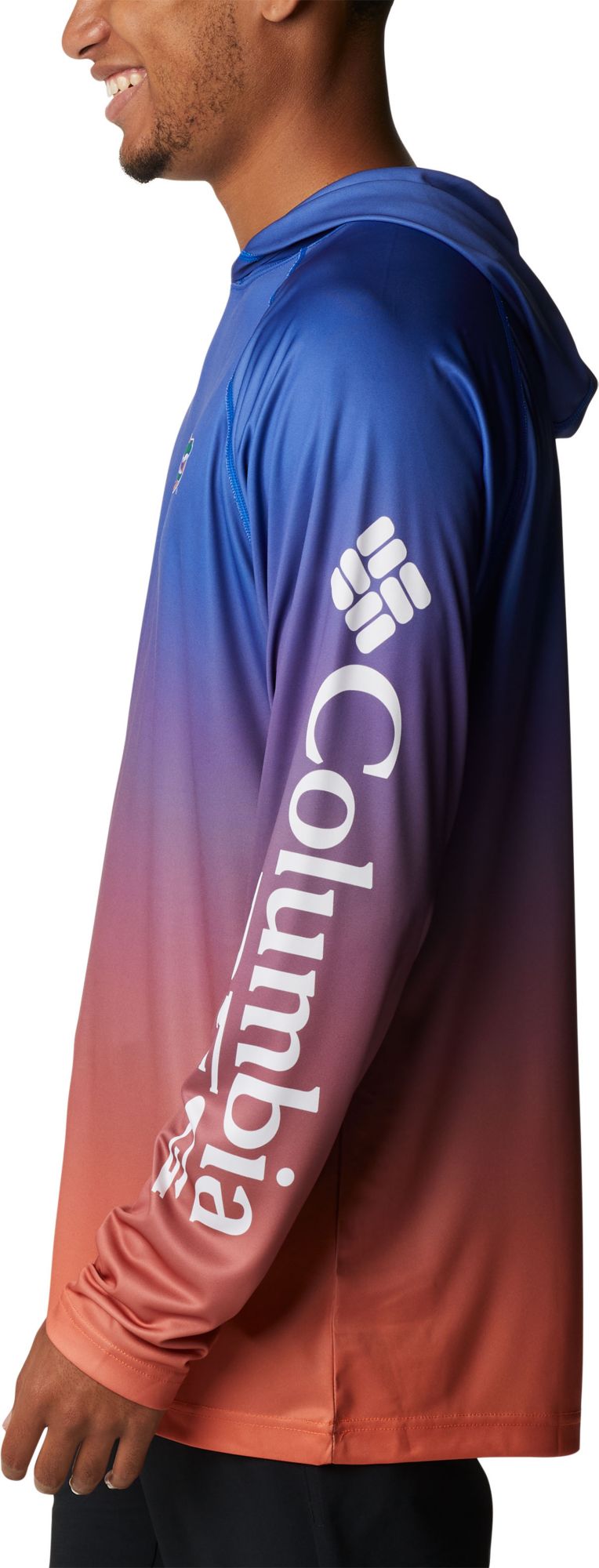 Columbia Men's Florida Gators Blue PFG Super Terminal Tackle Long Sleeve Hooded T-Shirt product image