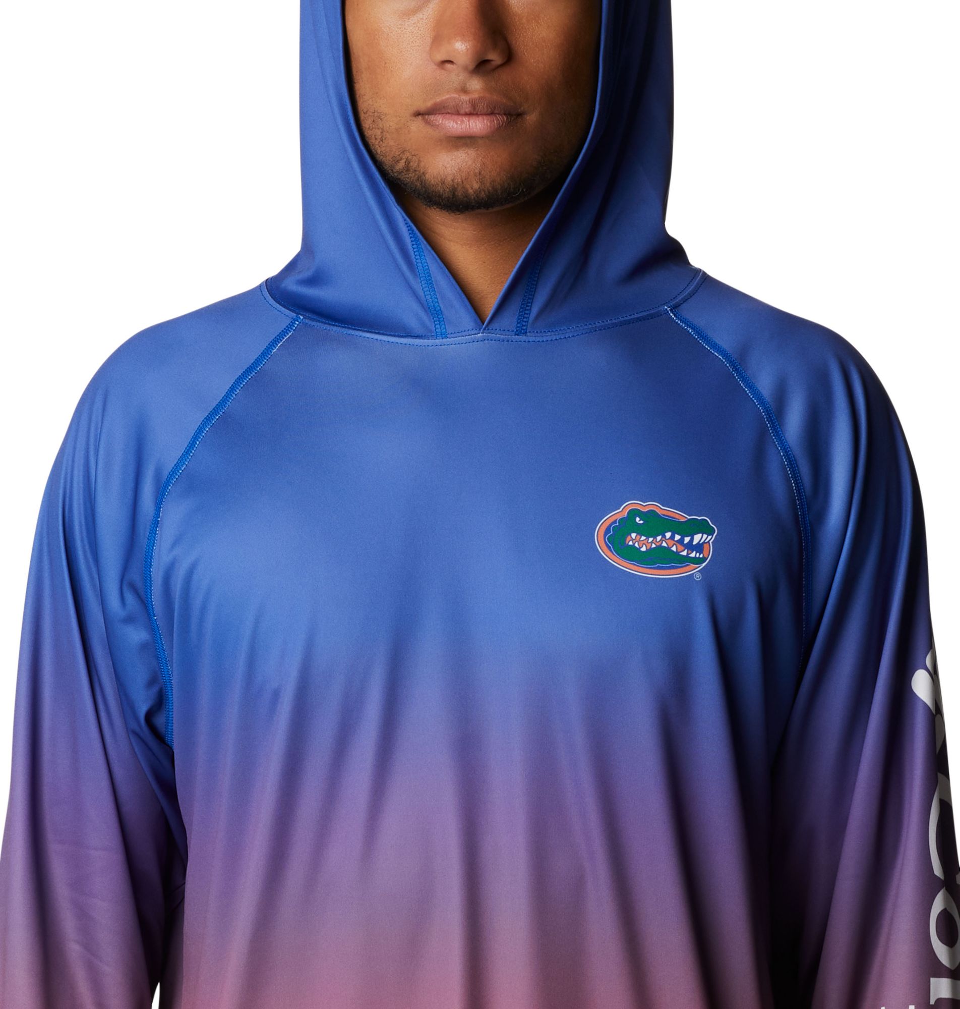 Columbia Men's Florida Gators Blue PFG Super Terminal Tackle Long Sleeve Hooded T-Shirt product image