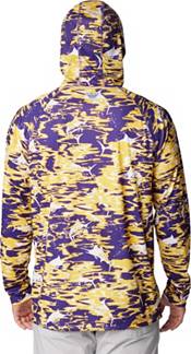 Columbia Men's LSU Tigers Purple PFG Super Terminal Tackle Long Sleeve  Hooded T-Shirt