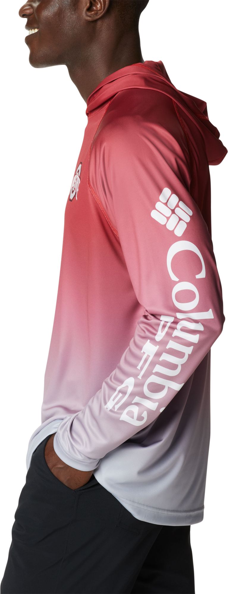 Columbia Men's Ohio State Buckeyes Scarlet PFG Super Terminal Tackle Long Sleeve Hooded T-Shirt product image