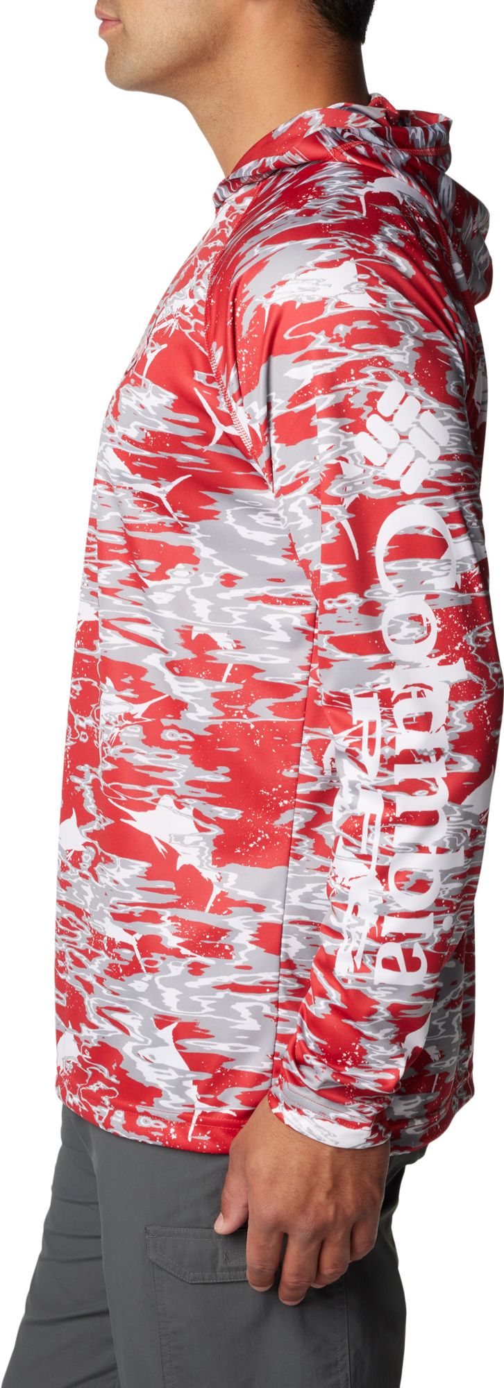 Columbia Men's Ohio State Buckeyes Scarlet PFG Super Terminal Tackle Long Sleeve Hooded T-Shirt product image