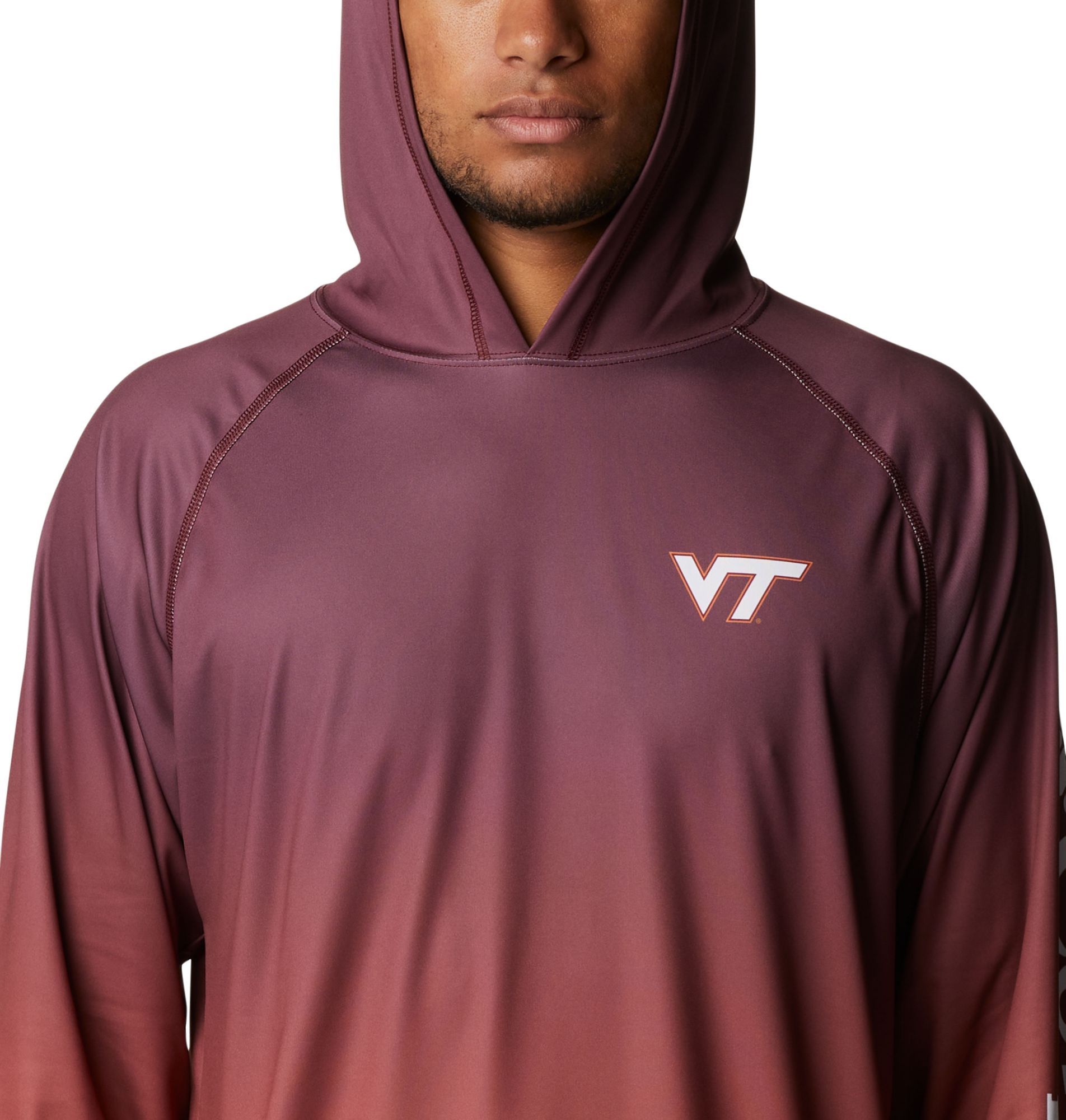 Columbia Men's Virginia Tech Hokies Maroon PFG Super Terminal Tackle Long Sleeve Hooded T-Shirt product image